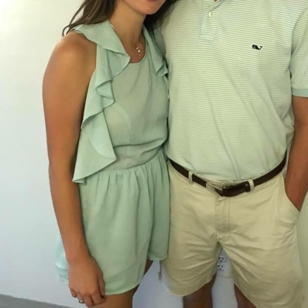 sea foam green romper